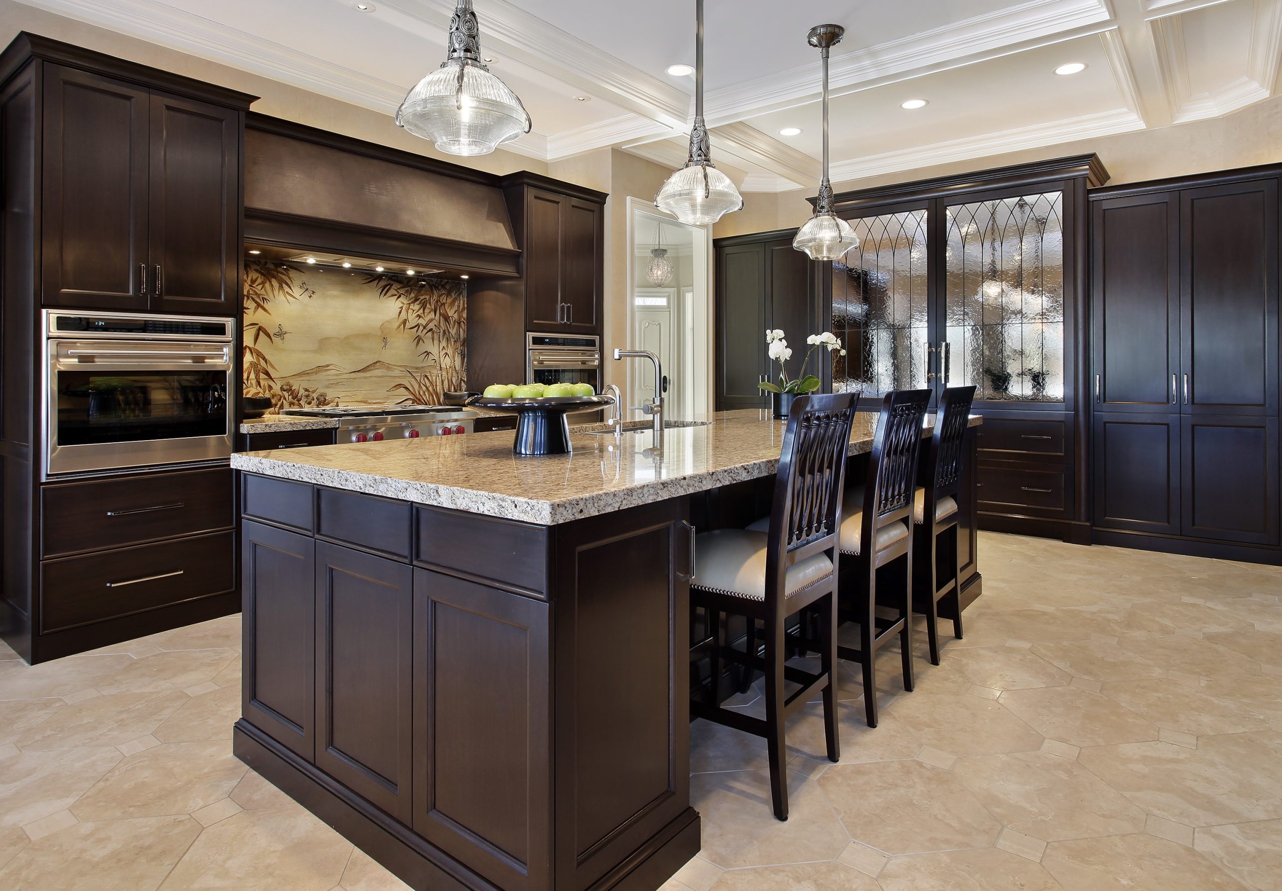 Luxury kitchen with dark cabinetry